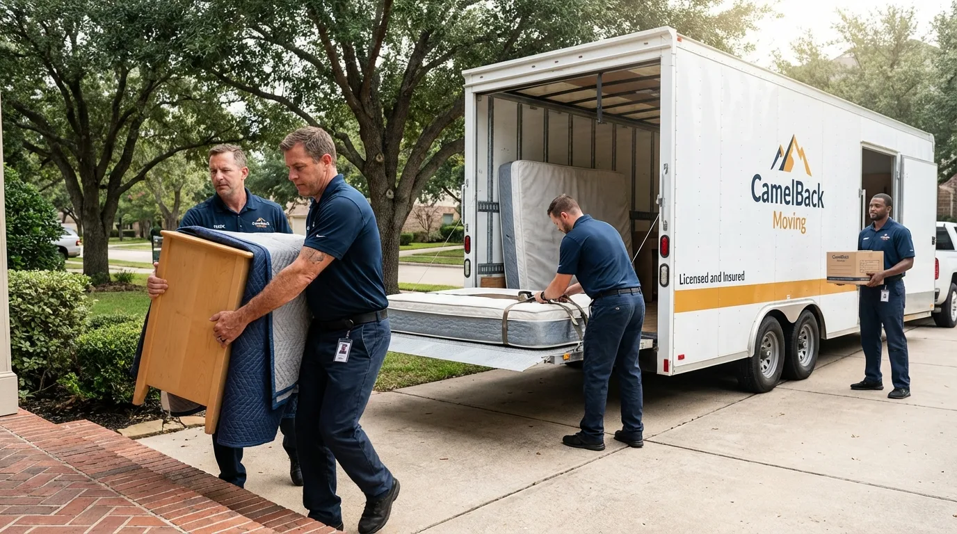 Crew loading residential truck for cross-state move from South Charleston, OH