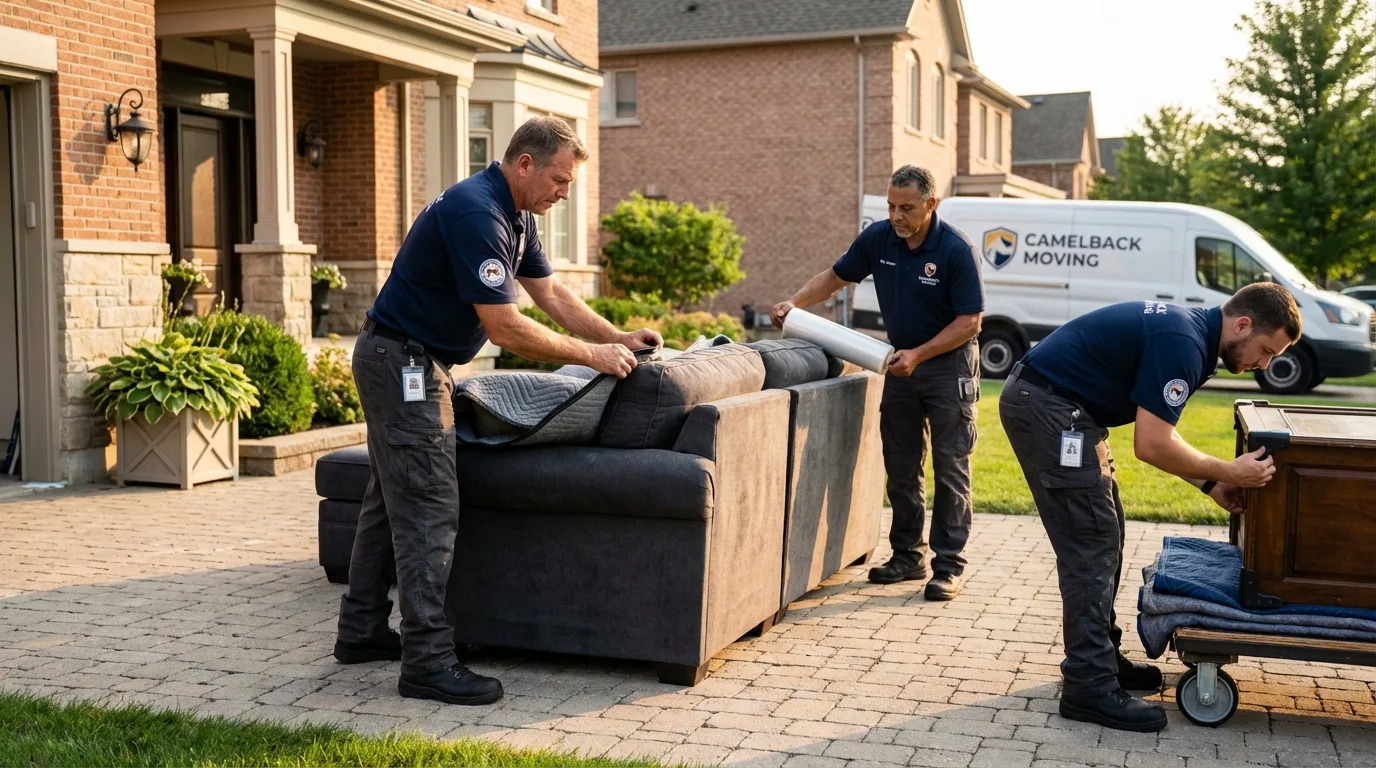 Large estate moving crew wrapping furniture in South Charleston, OH